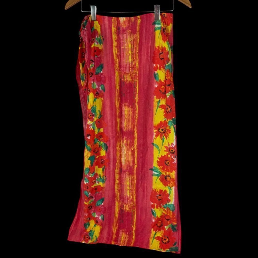 Jam's World Fida Fire Daisy Vintage 1980's Floral‎ Wrap Skirt Sz L